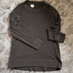 aerie Olive Textured Crewneck Sweater